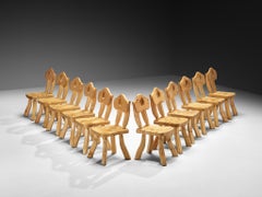 Naturalistic Set of Twelve Dining Chairs in Solid Maple