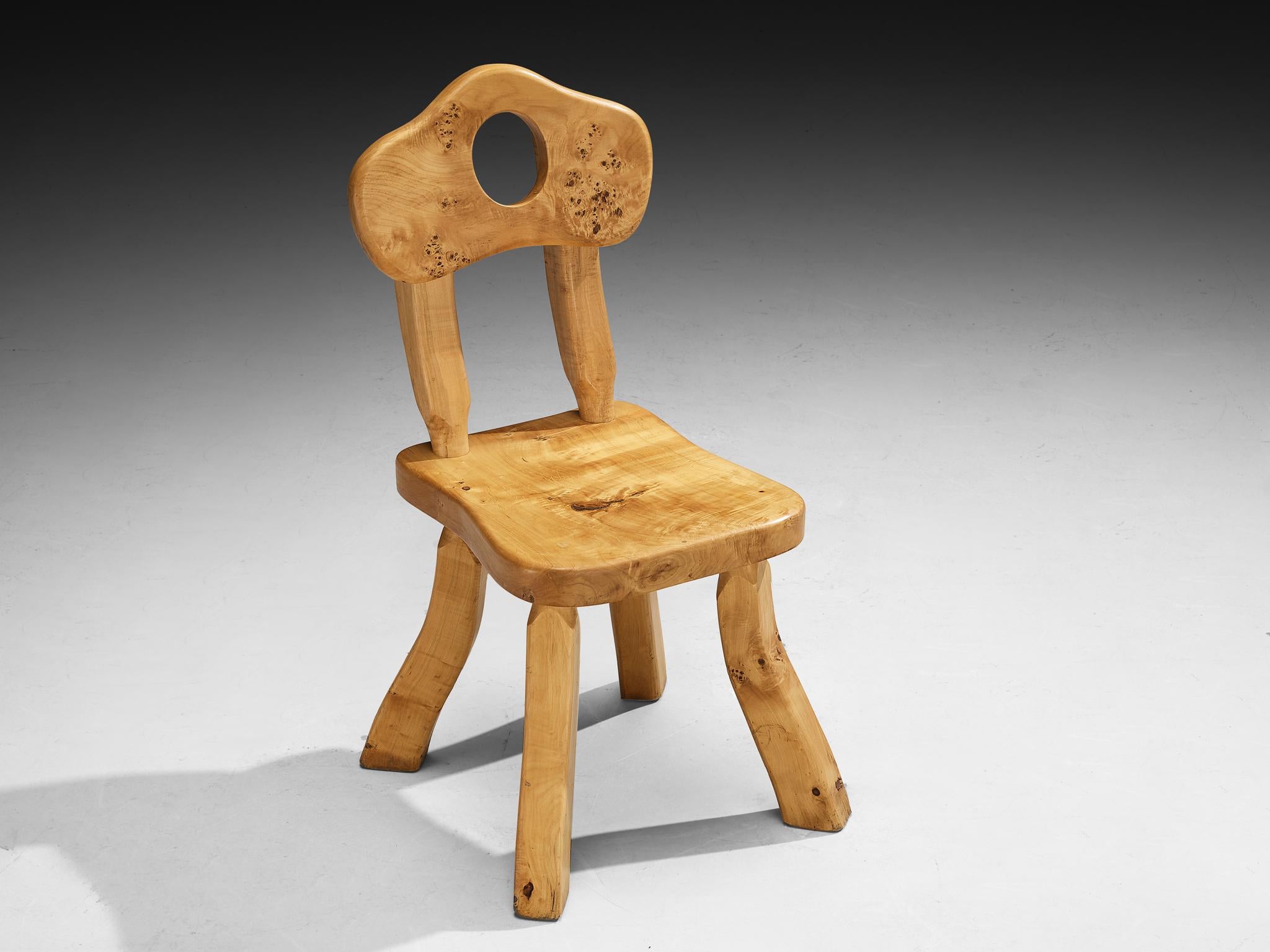 Late 20th Century Naturalistic Set of Twelve Dining Chairs in Solid Maple For Sale