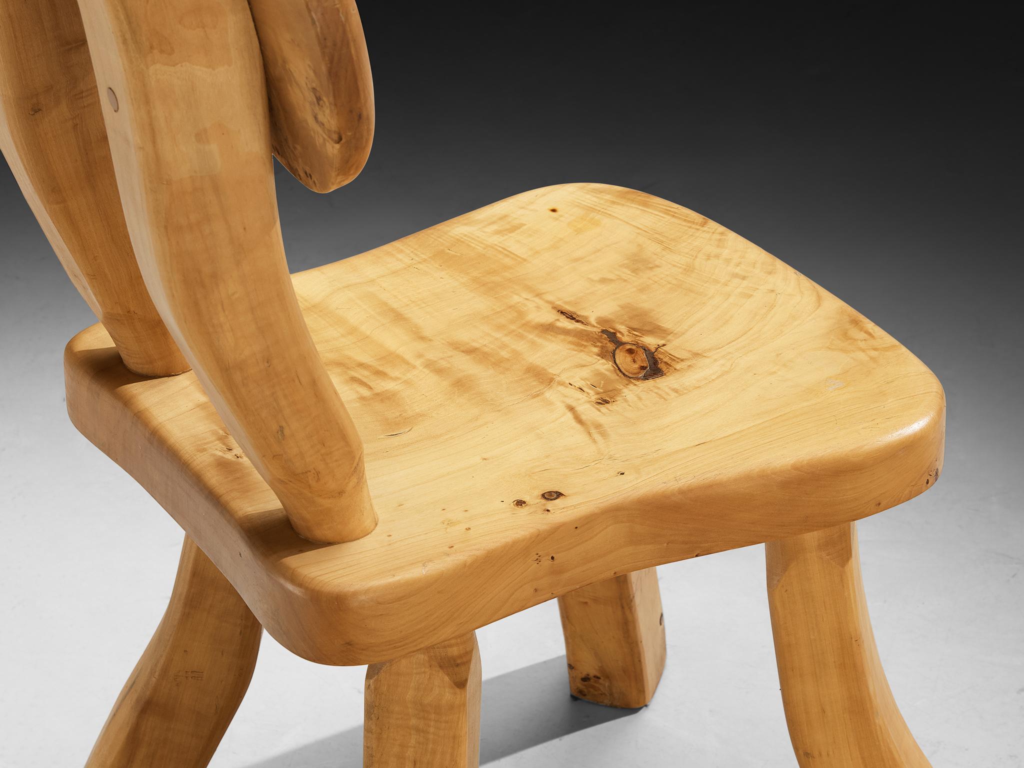 Naturalistic Set of Twelve Dining Chairs in Solid Maple For Sale 1