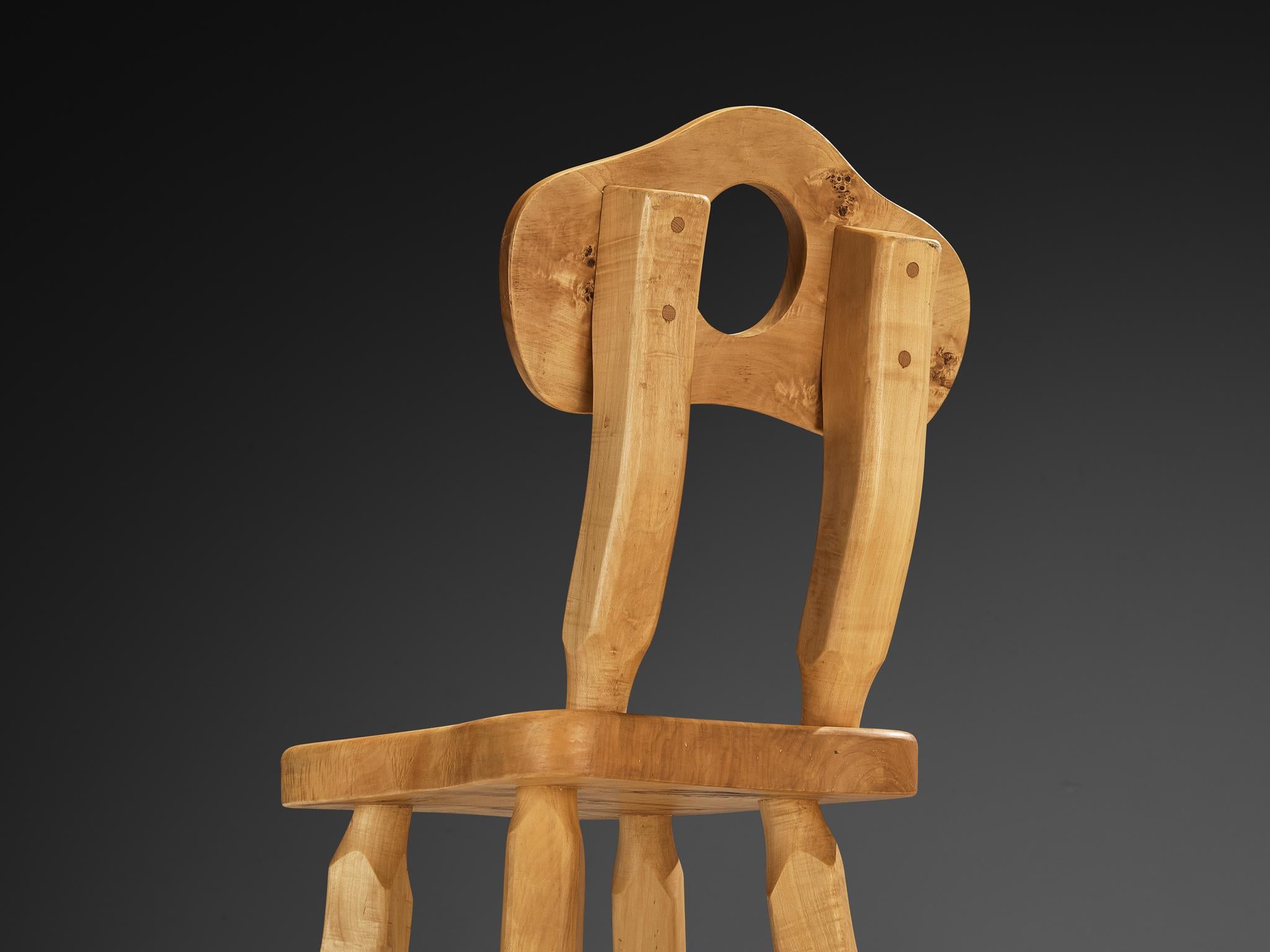 Naturalistic Set of Twelve Dining Chairs in Solid Maple For Sale 2