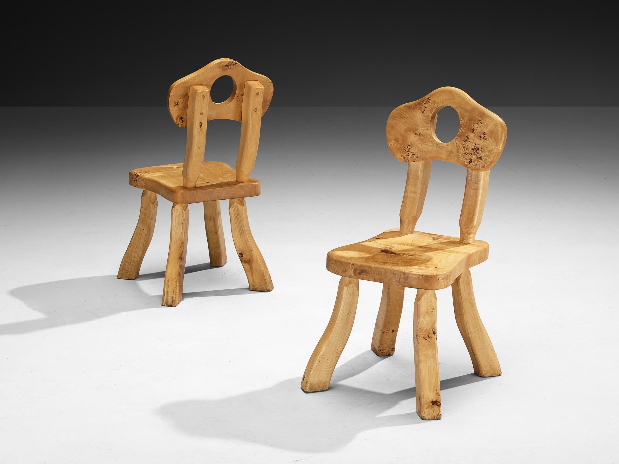 Naturalistic Set of Twelve Dining Chairs in Solid Maple For Sale 3