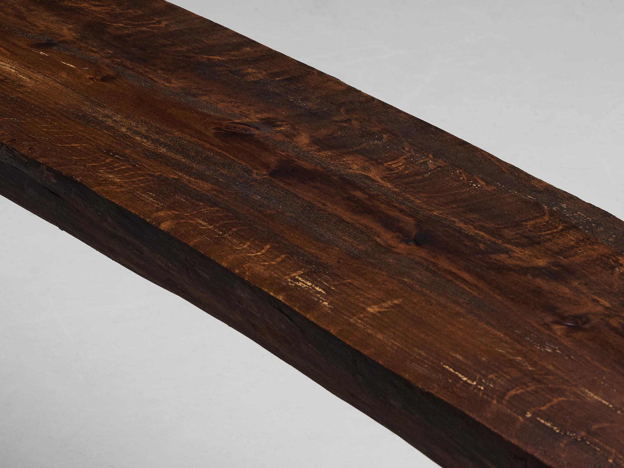 Mid-20th Century Naturalistic Tree Slab Large Bench 292 cm/114 in For Sale