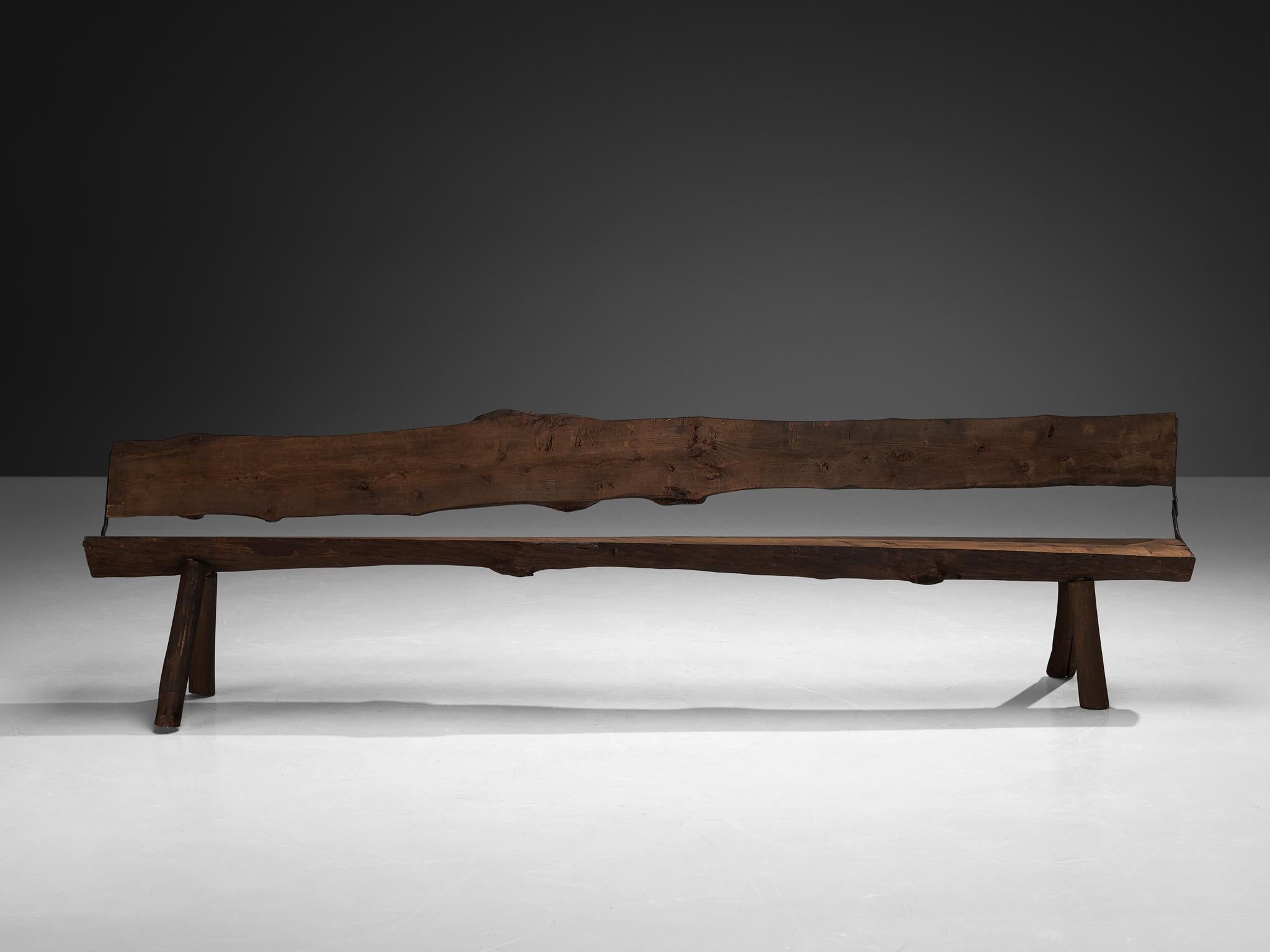 Rustic Naturalistic Tree Slab Large Bench 296 cm/116.54 in. For Sale