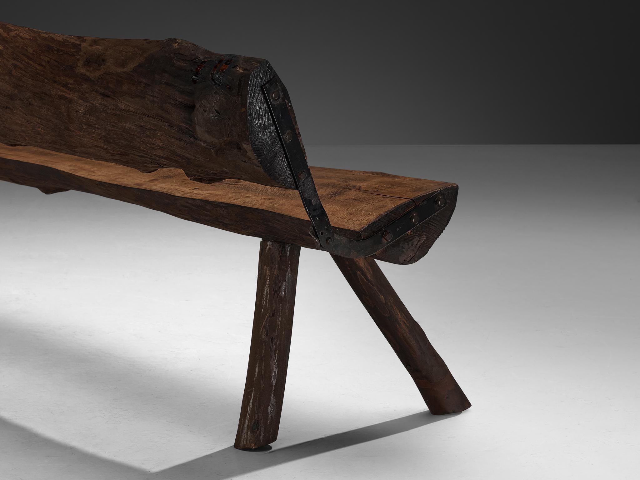 Mid-20th Century Naturalistic Tree Slab Large Bench 296 cm/116.54 in. For Sale