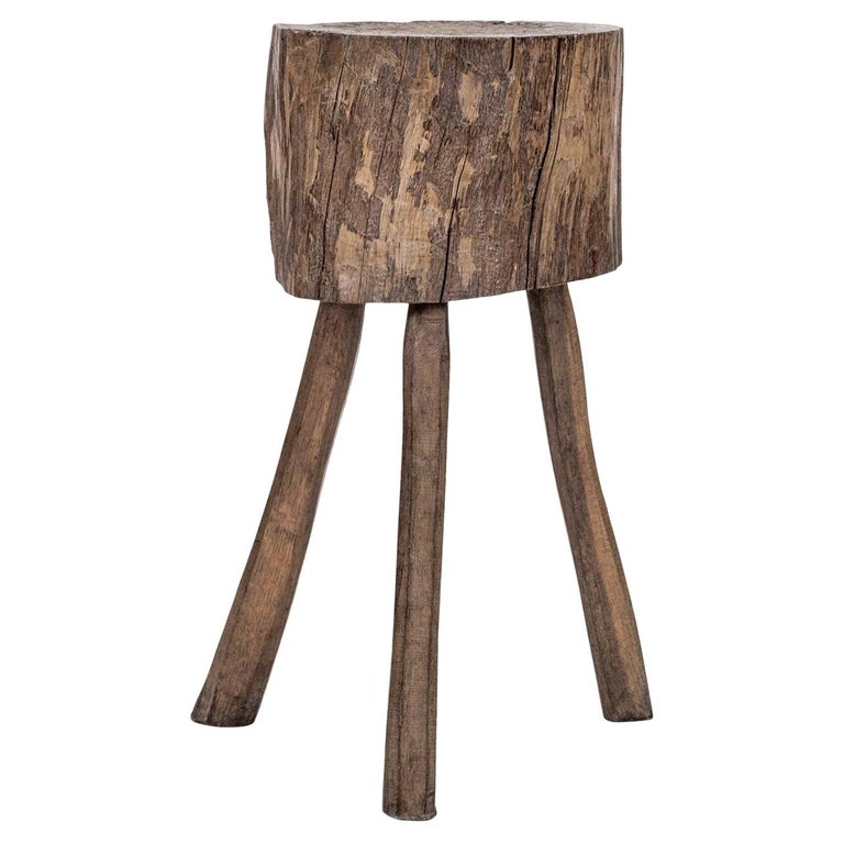 Naturally Bleached Butcher Block Side Table at 1stDibs