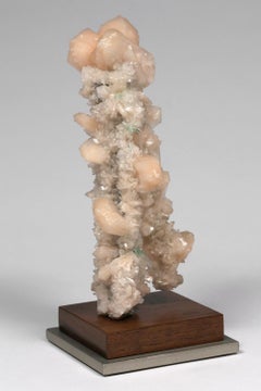 Naturally-Formed Mineral Specimen Peach Stilbite on Apophyllite Sculpture