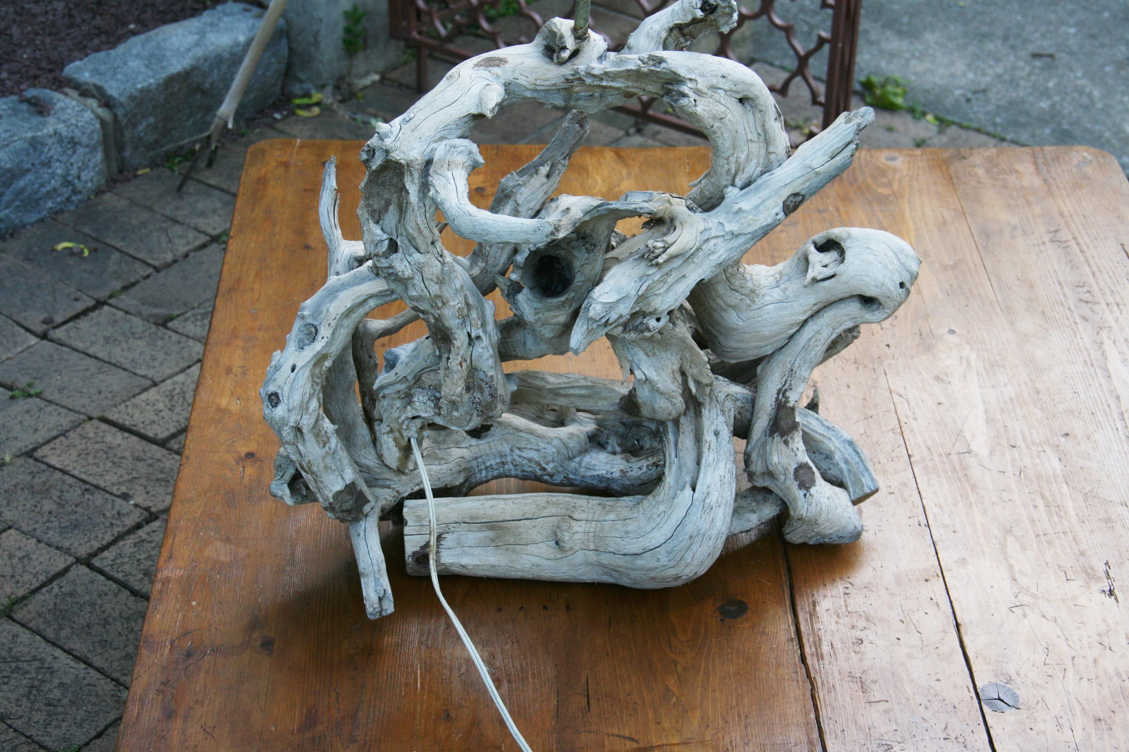 Lampe de bureau en bois flotté sculpté naturellement des années 1950 / Sculpture naturelle en vente 4