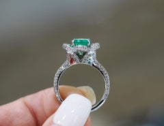 Nature and Vintage Inspired Custom Designed 1.64 Ct Green Emerald Fashion Ring
