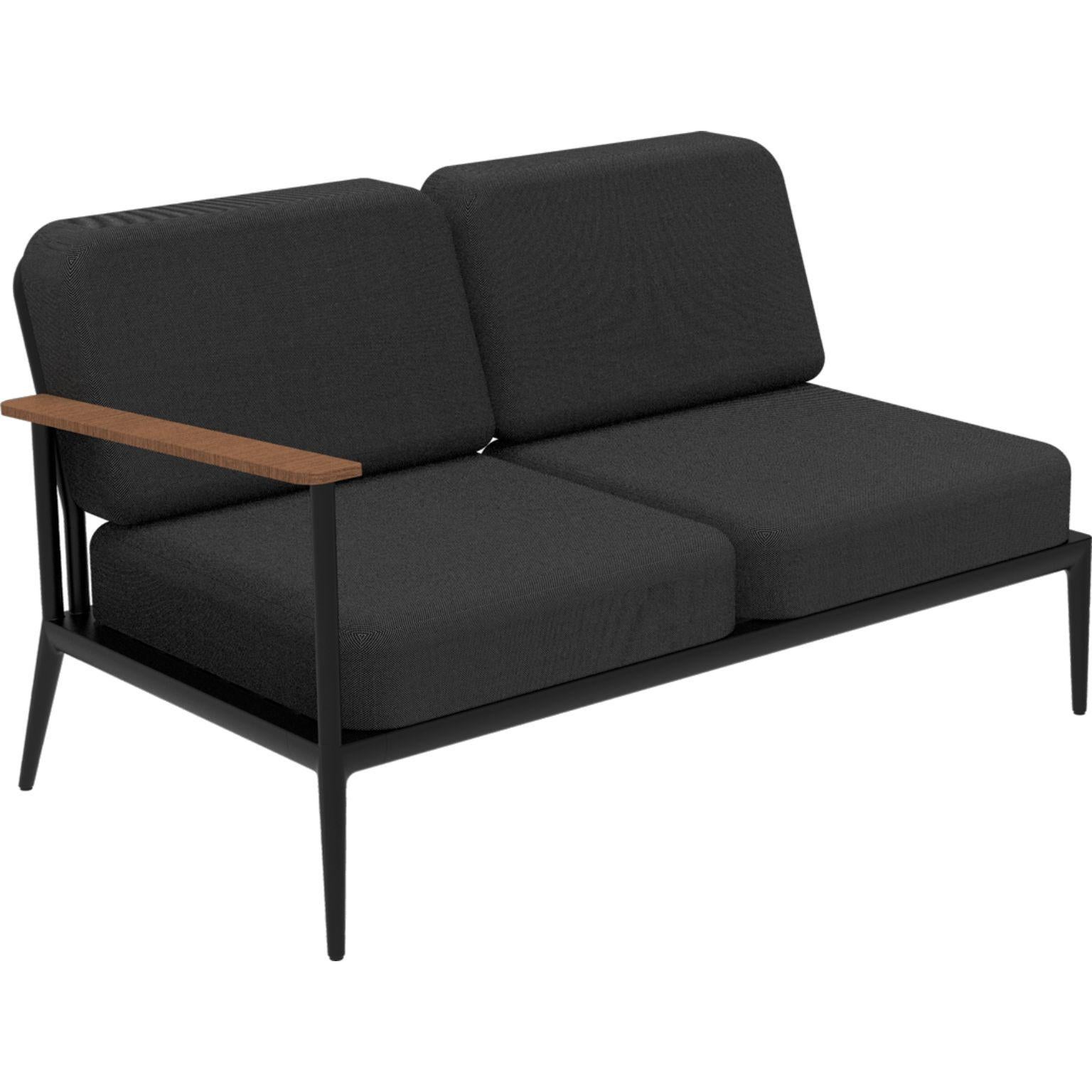 Nature Black Double Right modular sofa by MOWEE
Dimensions: D85 x W144 x H81 cm (seat height 42 cm).
Material: Aluminum, upholstery and Iroko Wood.
Weight: 29 kg.
Also available in different colors and finishes. 

An unmistakable collection