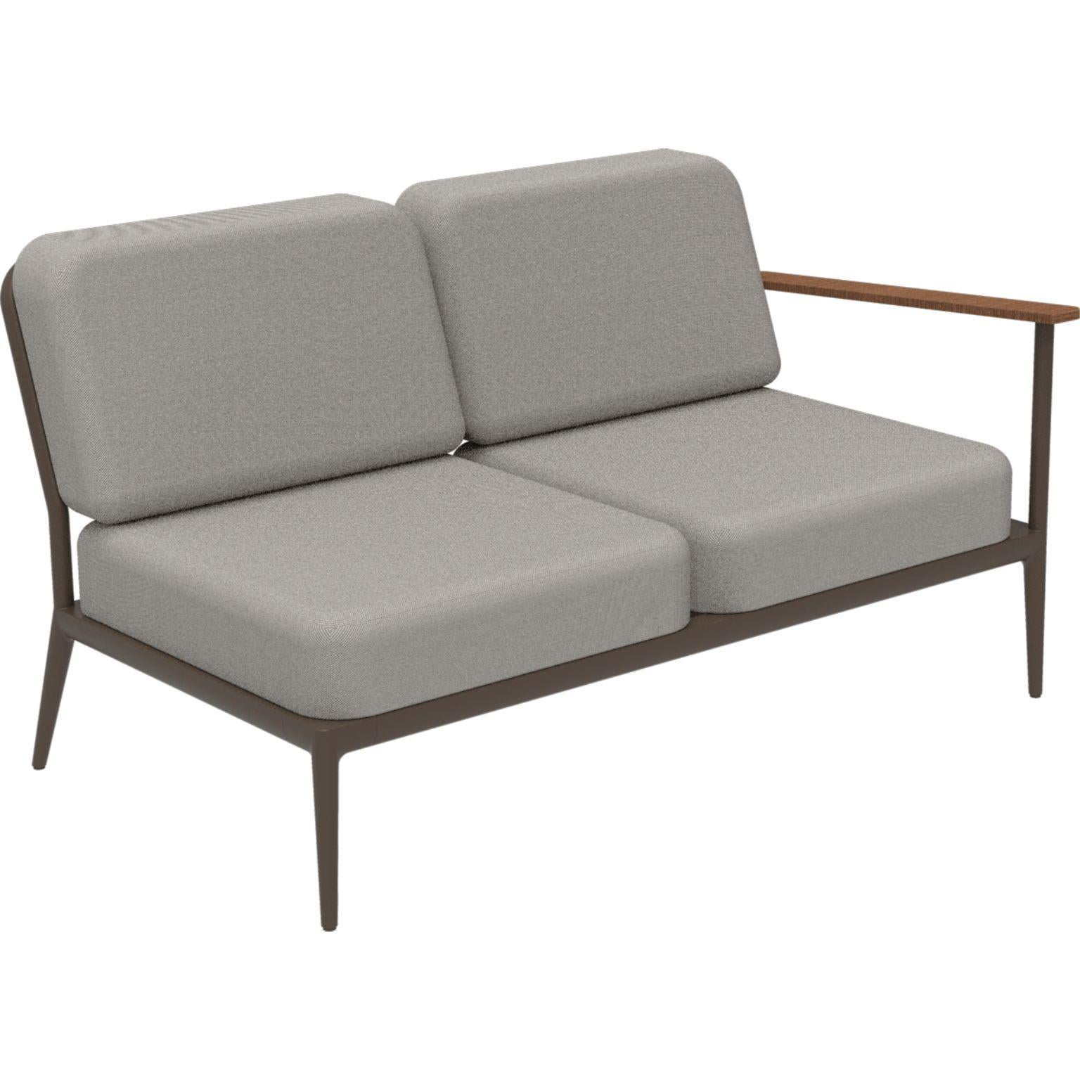 Nature Bronze Double Left modular sofa by MOWEE
Dimensions: D85 x W144 x H81 cm (seat height 42 cm).
Material: Aluminum, upholstery and Iroko Wood.
Weight: 29 kg.
Also available in different colors and finishes.

An unmistakable collection for