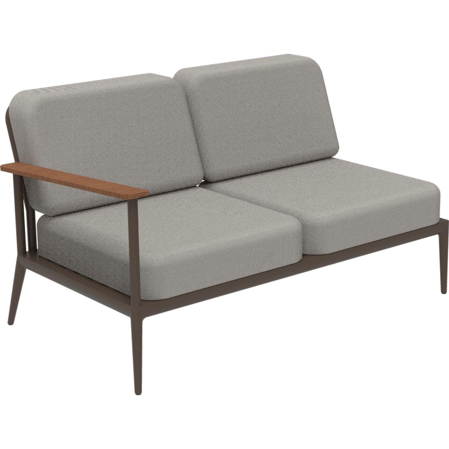 Nature bronze double right modular sofa by MOWEE
Dimensions: D85 x W144 x H81 cm (seat height 42 cm).
Material: Aluminum, upholstery and Iroko Wood.
Weight: 29 kg.
Also available in different colors and finishes.

An unmistakable collection