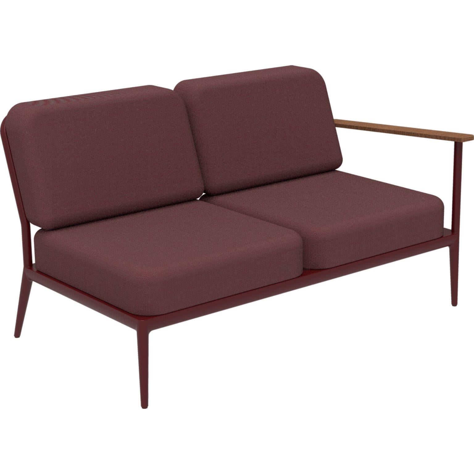 Nature Burgundy Double Left modular sofa by MOWEE
Dimensions: D85 x W144 x H81 cm (seat height 42 cm).
Material: Aluminum, upholstery and Iroko Wood.
Weight: 29 kg.
Also available in different colors and finishes.

An unmistakable collection