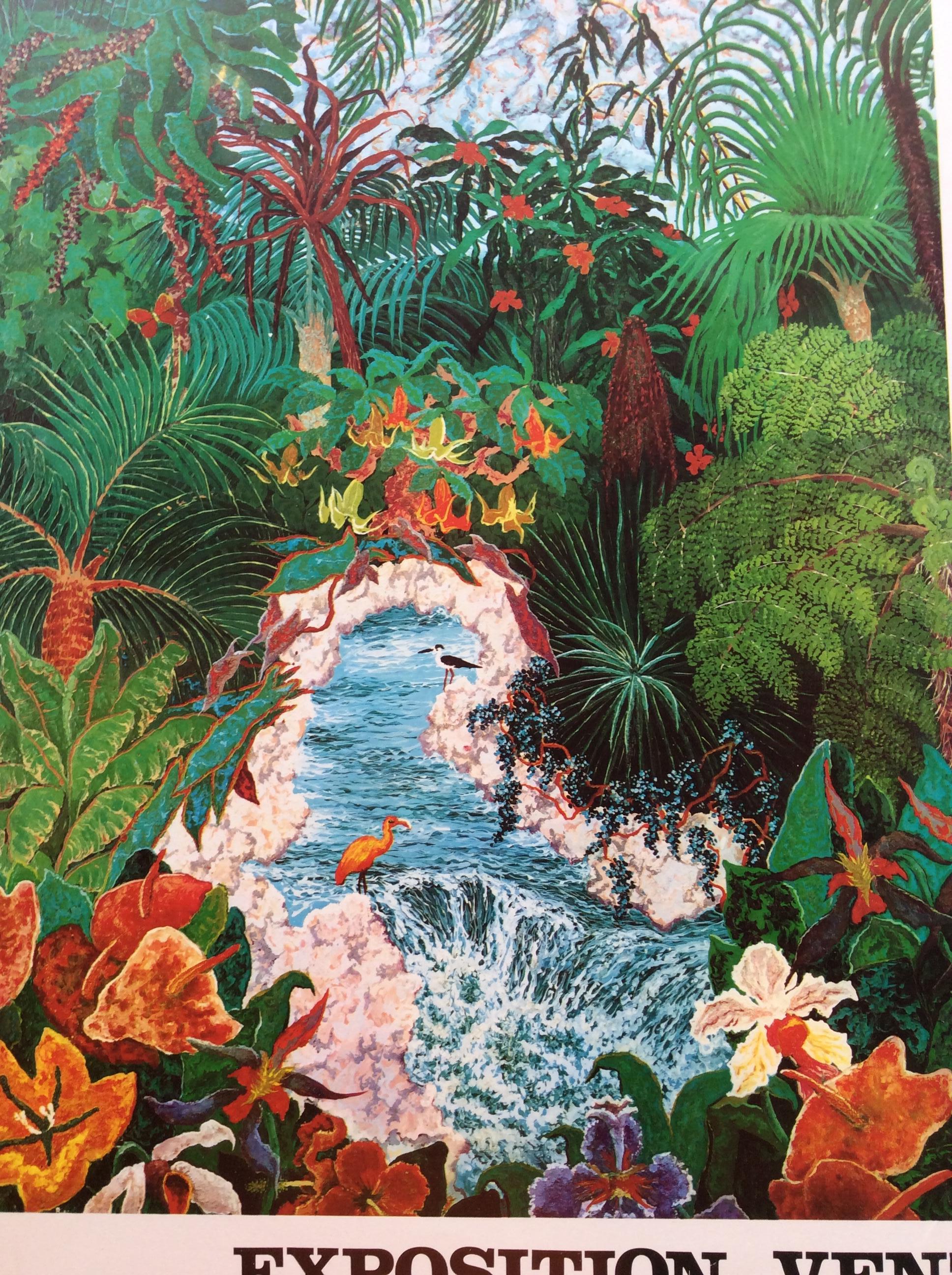 Mid-Century Modern Nature Depicted 1970s Vintage Riec Art Exhibition Poster