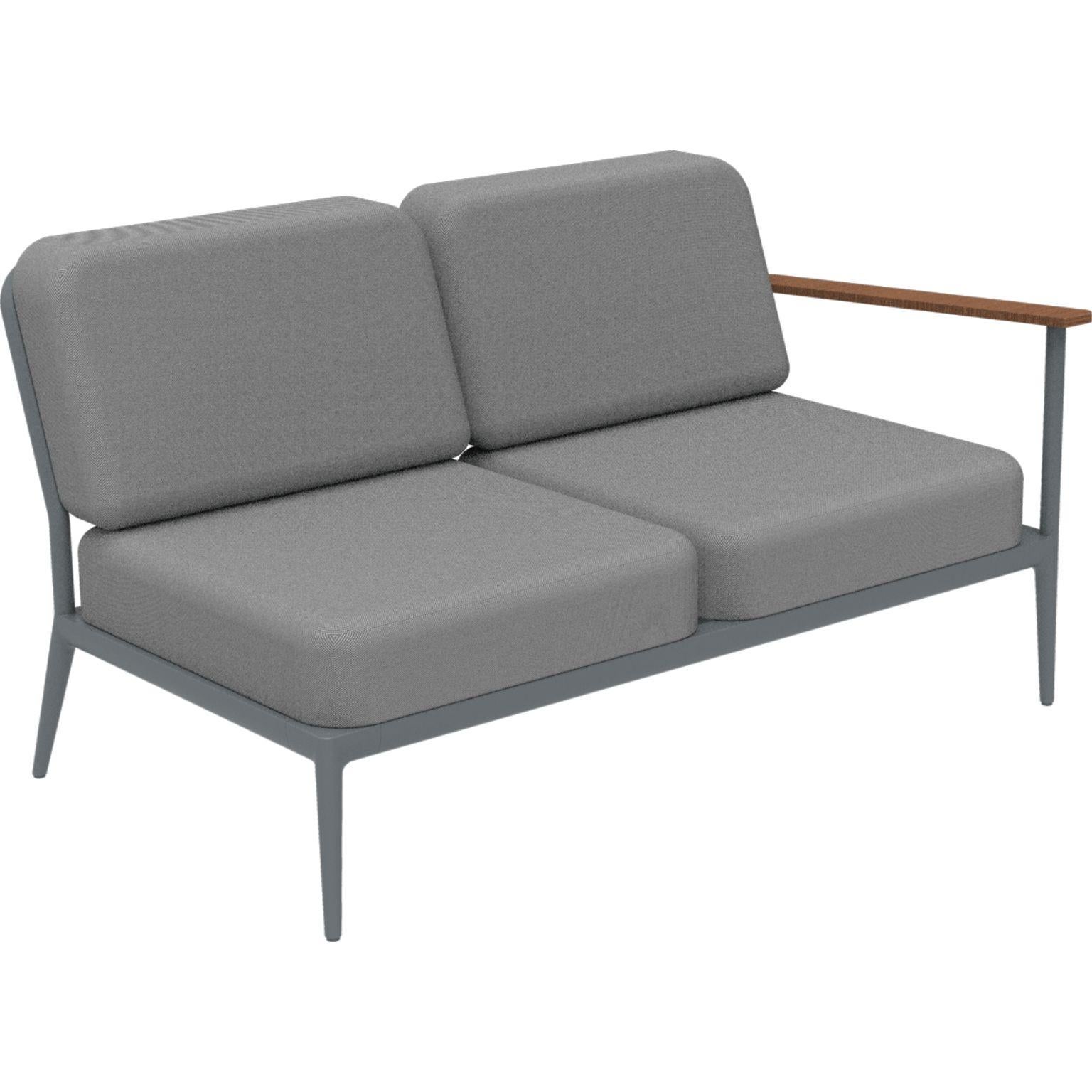 Nature Grey Double Left modular sofa by MOWEE
Dimensions: D85 x W144 x H81 cm (seat height 42 cm).
Material: Aluminum, upholstery and Iroko Wood.
Weight: 29 kg.
Also available in different colors and finishes. 

An unmistakable collection for