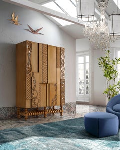 Nature Hand Carved Wooden Two Door Wardrobe by Lola Glamour