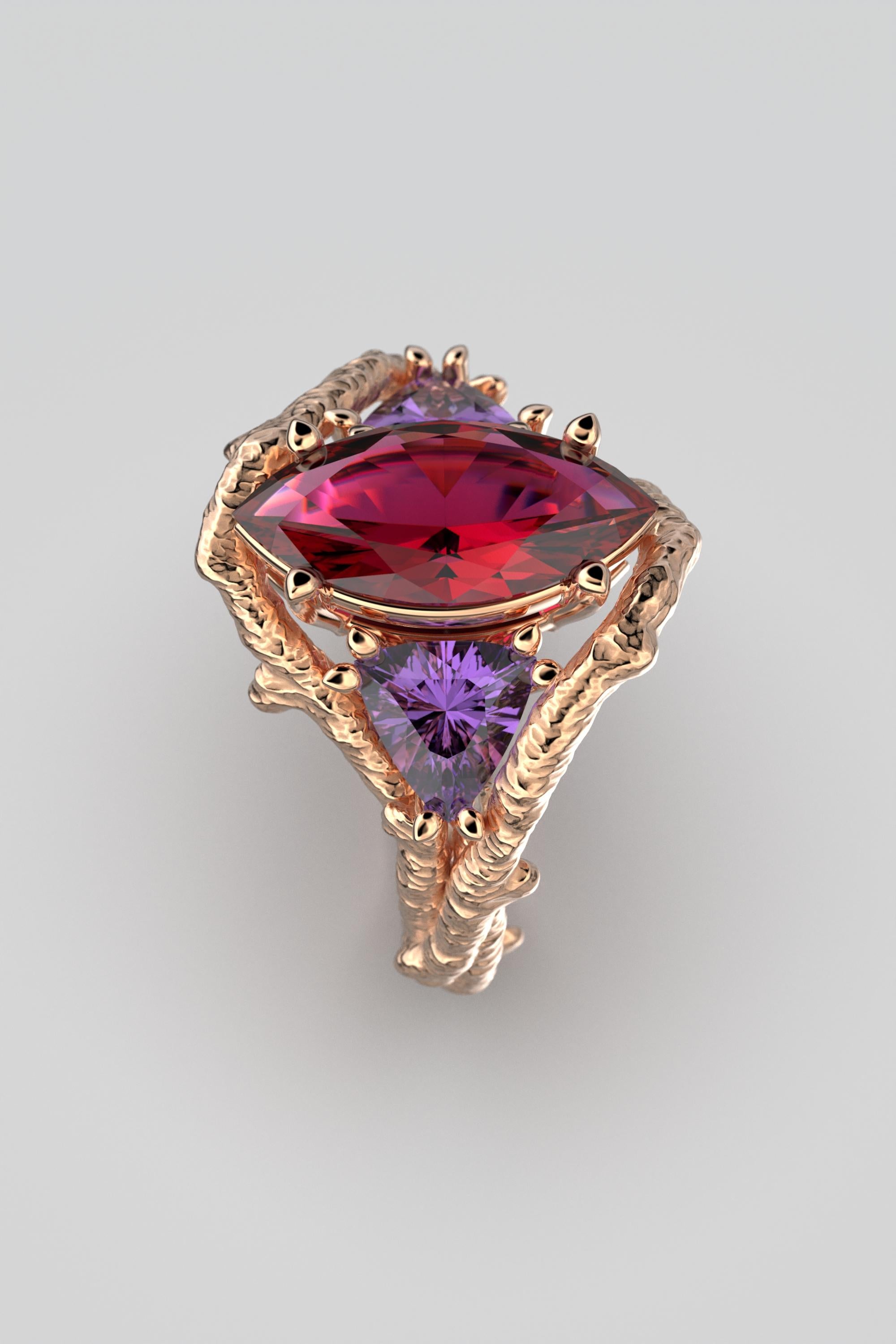 For Sale:  Nature Inspired 18k Solid Gold Gemstone Ring Made in Italy by Oltremare Gioielli 11