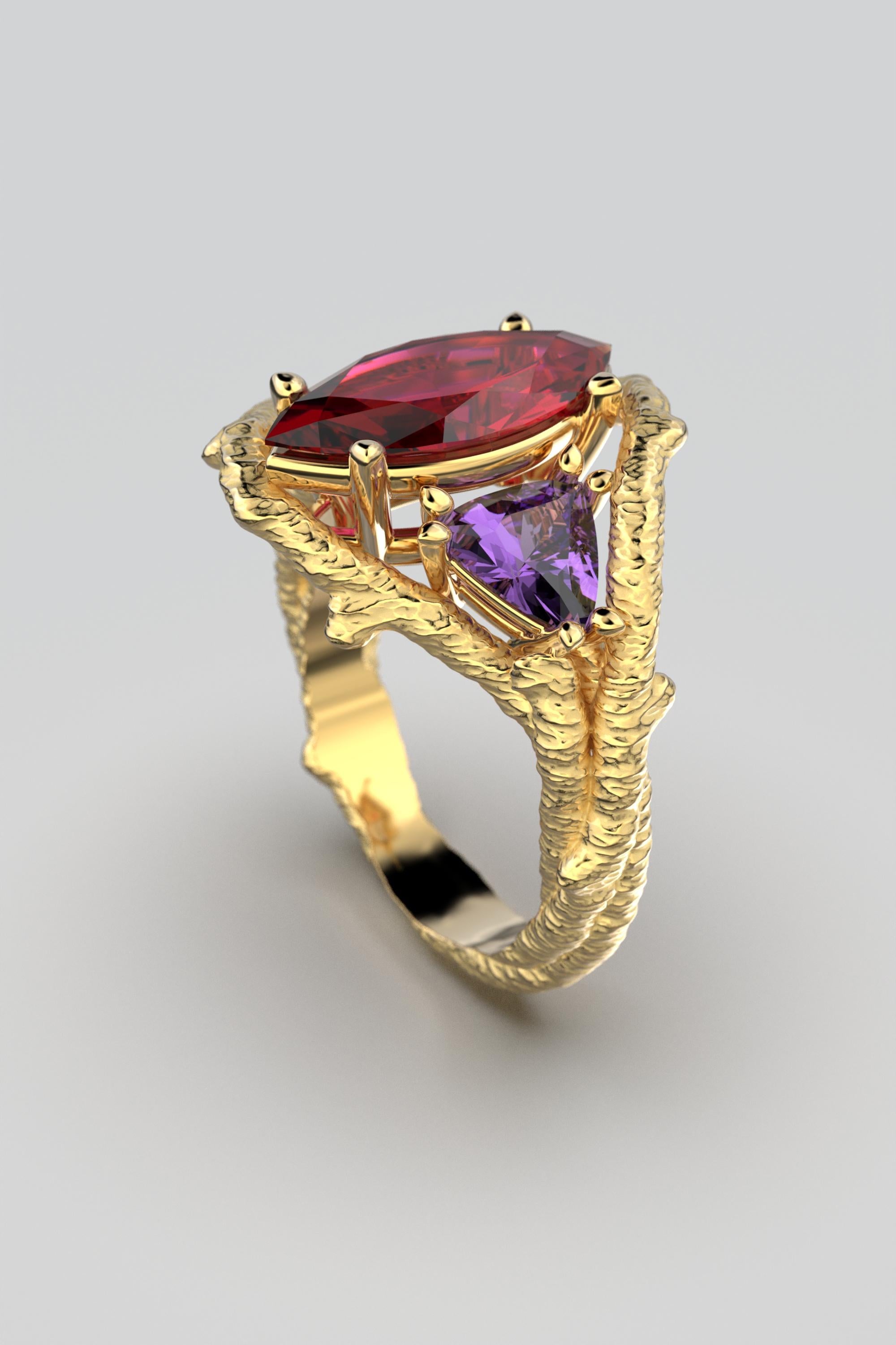 For Sale:  Nature Inspired 18k Solid Gold Gemstone Ring Made in Italy by Oltremare Gioielli 13
