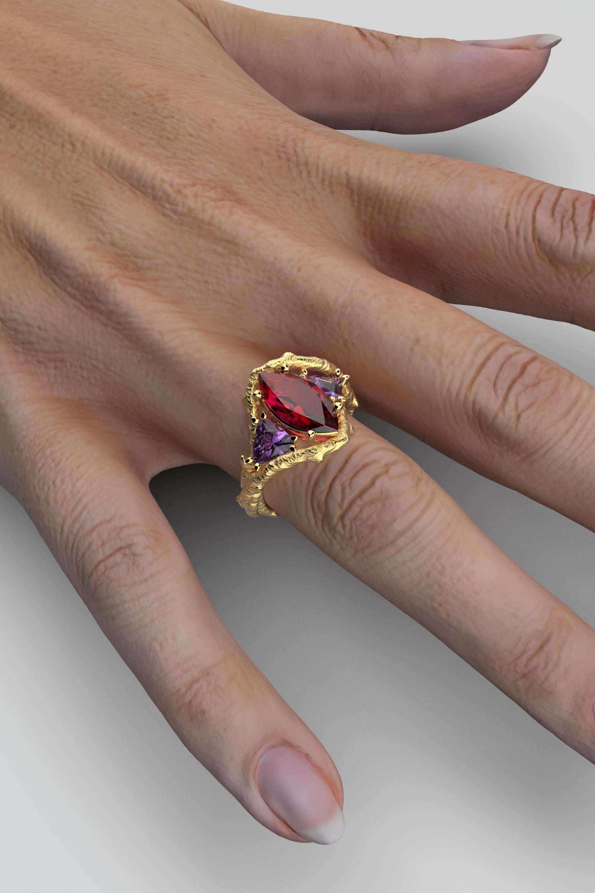For Sale:  Nature Inspired 18k Solid Gold Gemstone Ring Made in Italy by Oltremare Gioielli 5