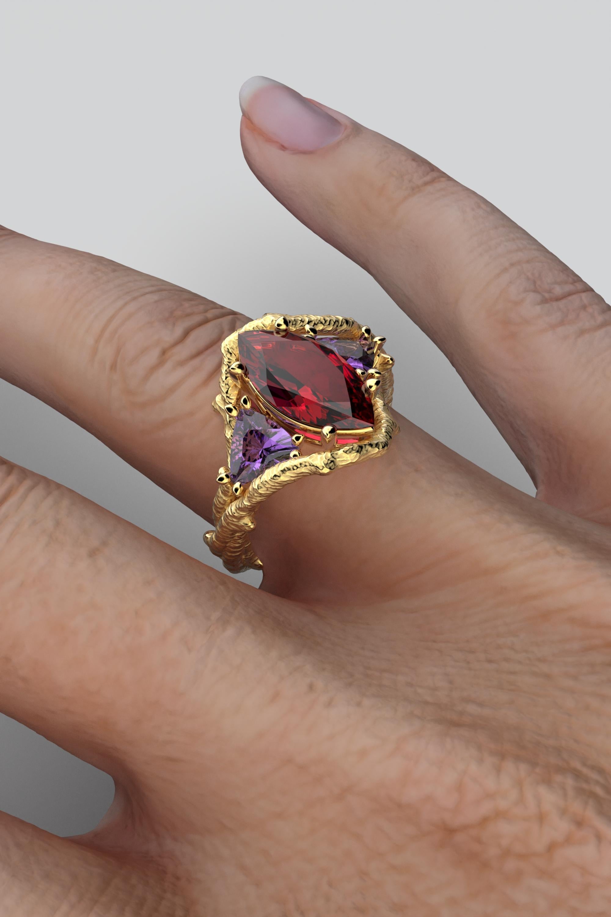 For Sale:  Nature Inspired 18k Solid Gold Gemstone Ring Made in Italy by Oltremare Gioielli 7