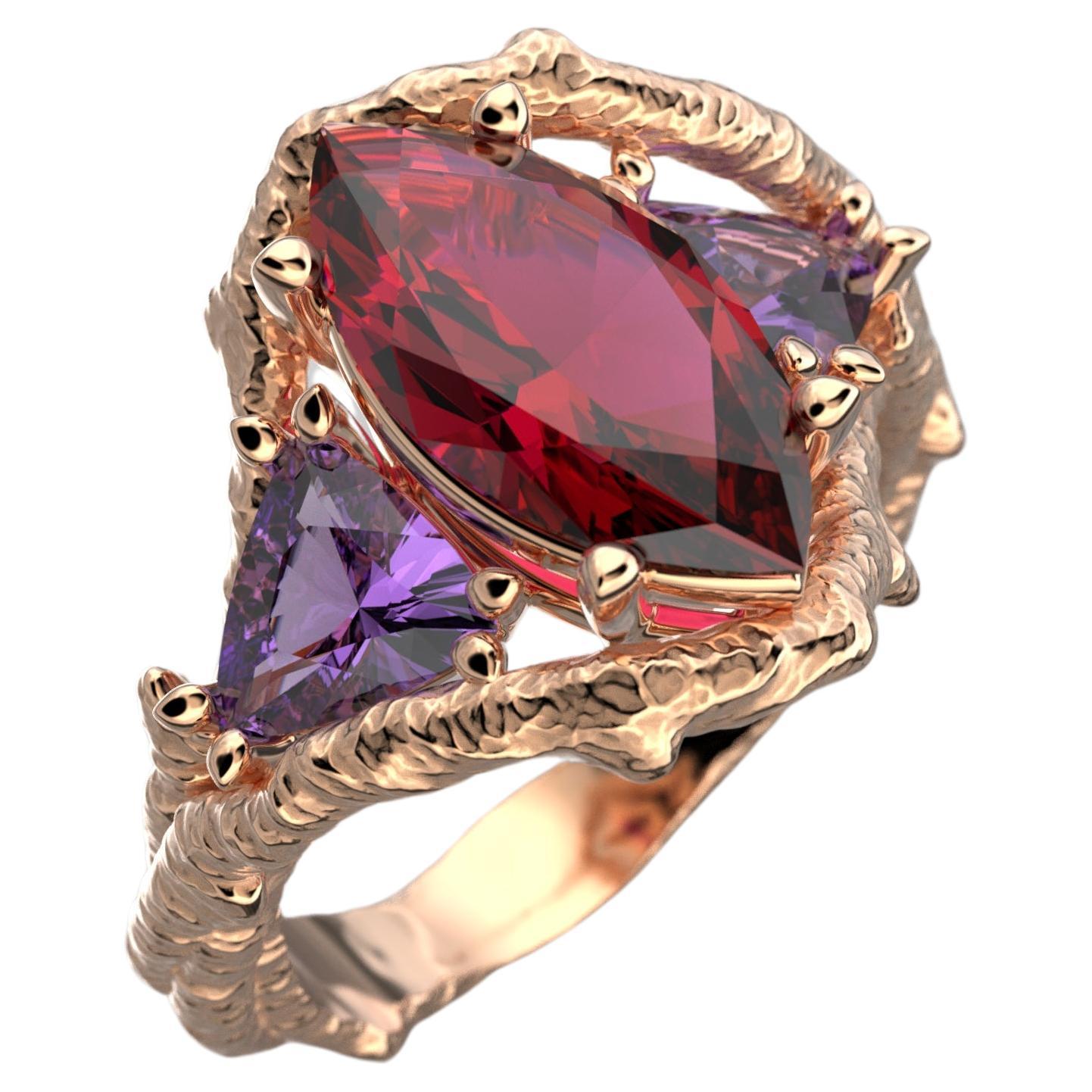 Nature Inspired 18k Solid Gold Gemstone Ring Made in Italy by Oltremare Gioielli