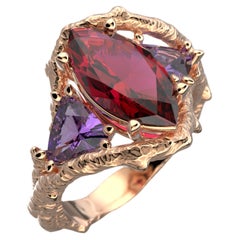 Nature Inspired 18k Solid Gold Gemstone Ring Made in Italy by Oltremare Gioielli