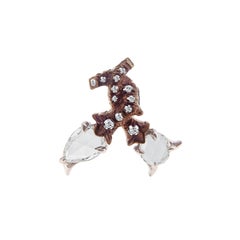 Nature Inspired Artistic One Side Diamond Ear Stud in 18 Karat Brown Gold