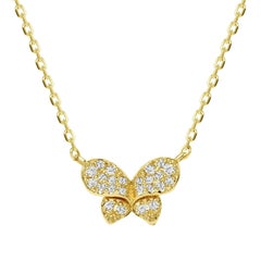 Collier pendentif en or 14K avec diamant papillon inspiré de la Nature