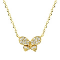 Collana con ciondolo in oro 14K con diamante a forma di farfalla ispirata alla Nature