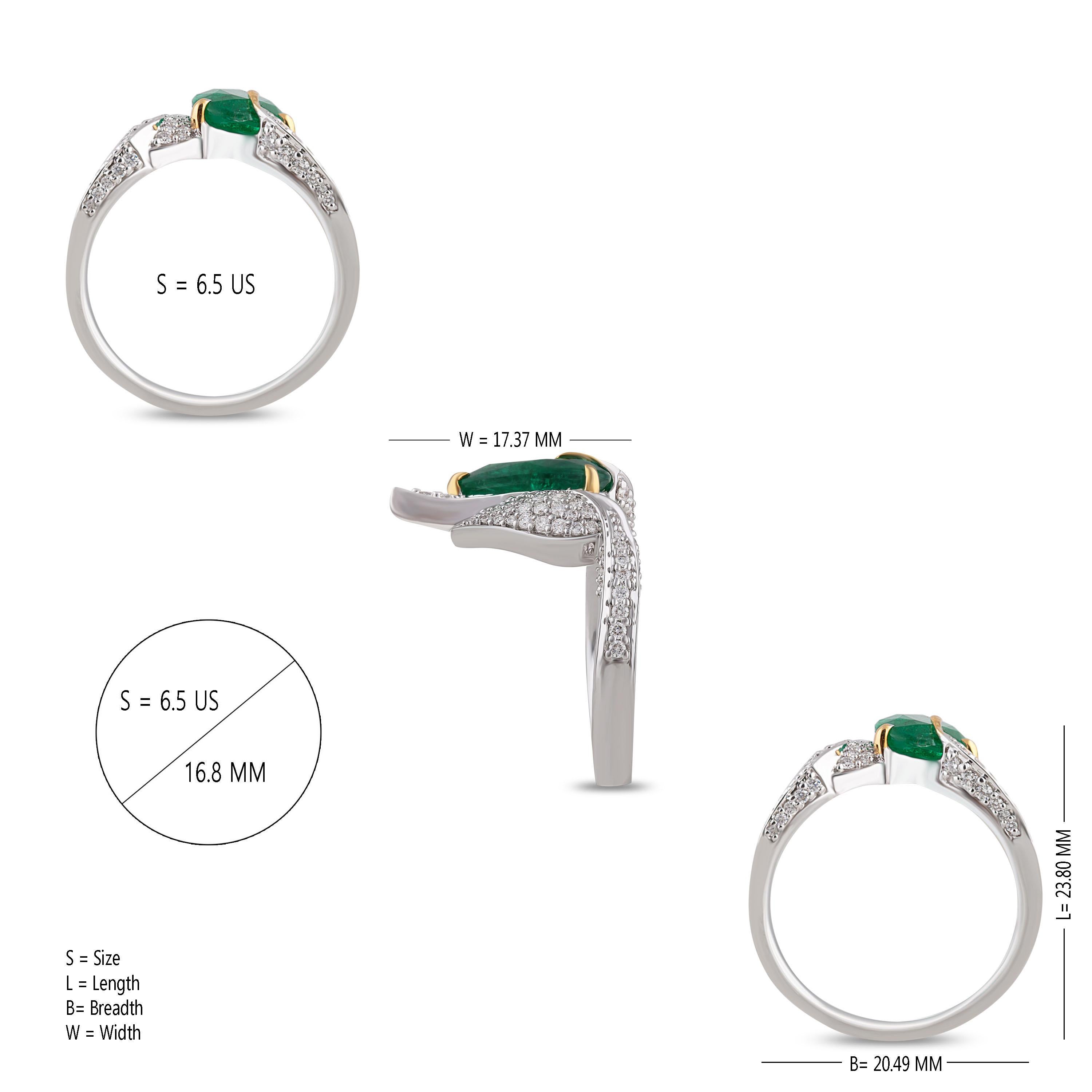 Modern Studio Rêves Nature Inspired Diamond and Emerald Cocktail Ring in 18 Karat Gold For Sale