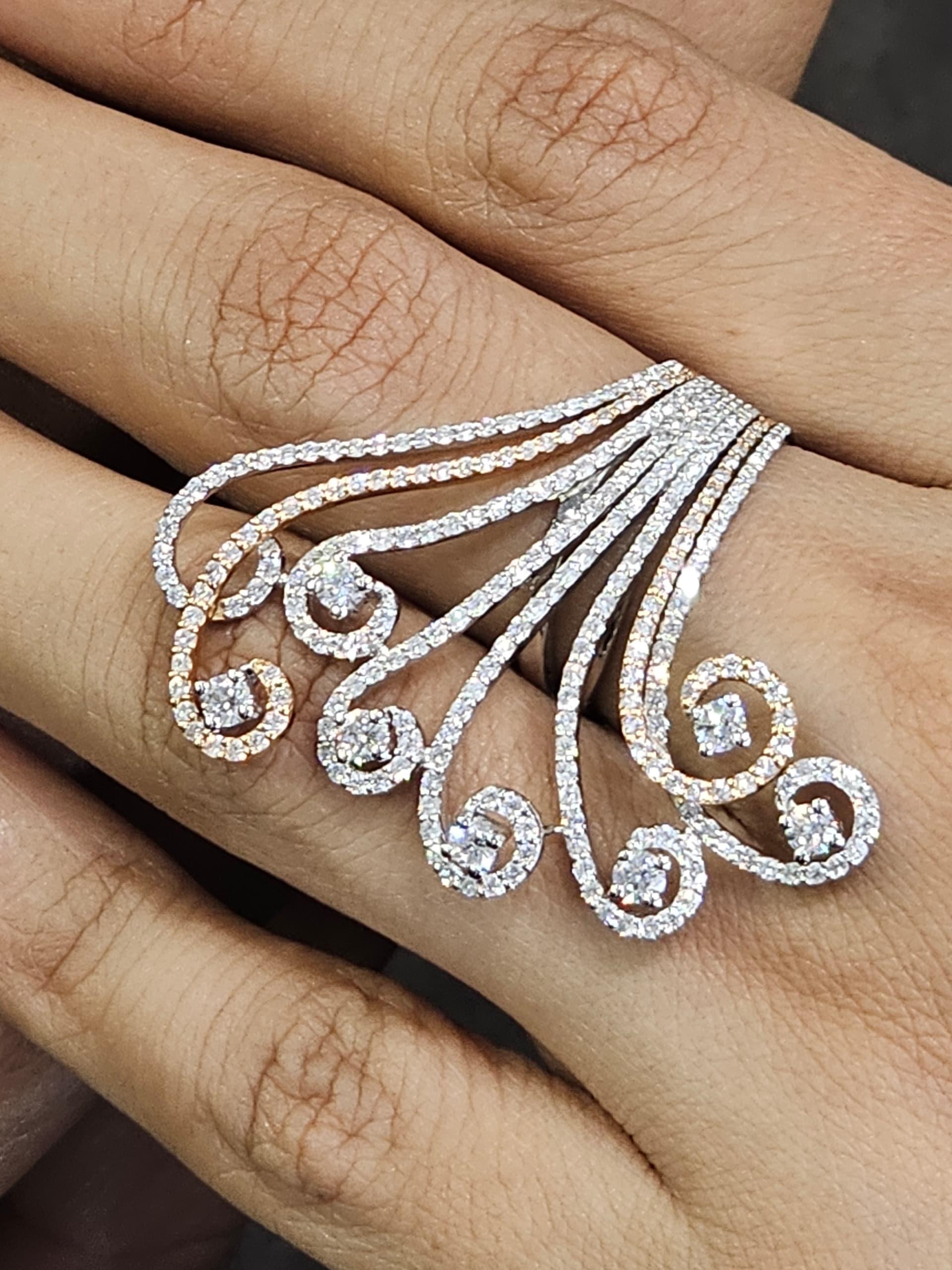 Von der Nature inspirierter Diamantring aus 18 Karat Weiß- und Roségold - Organic Elegance (Moderne) im Angebot