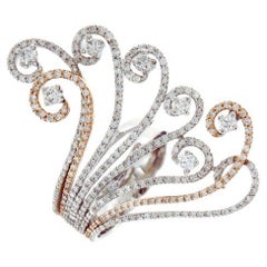 Nature-Inspired Diamond Ring in 18K White & Rose Gold – Organic Elegance