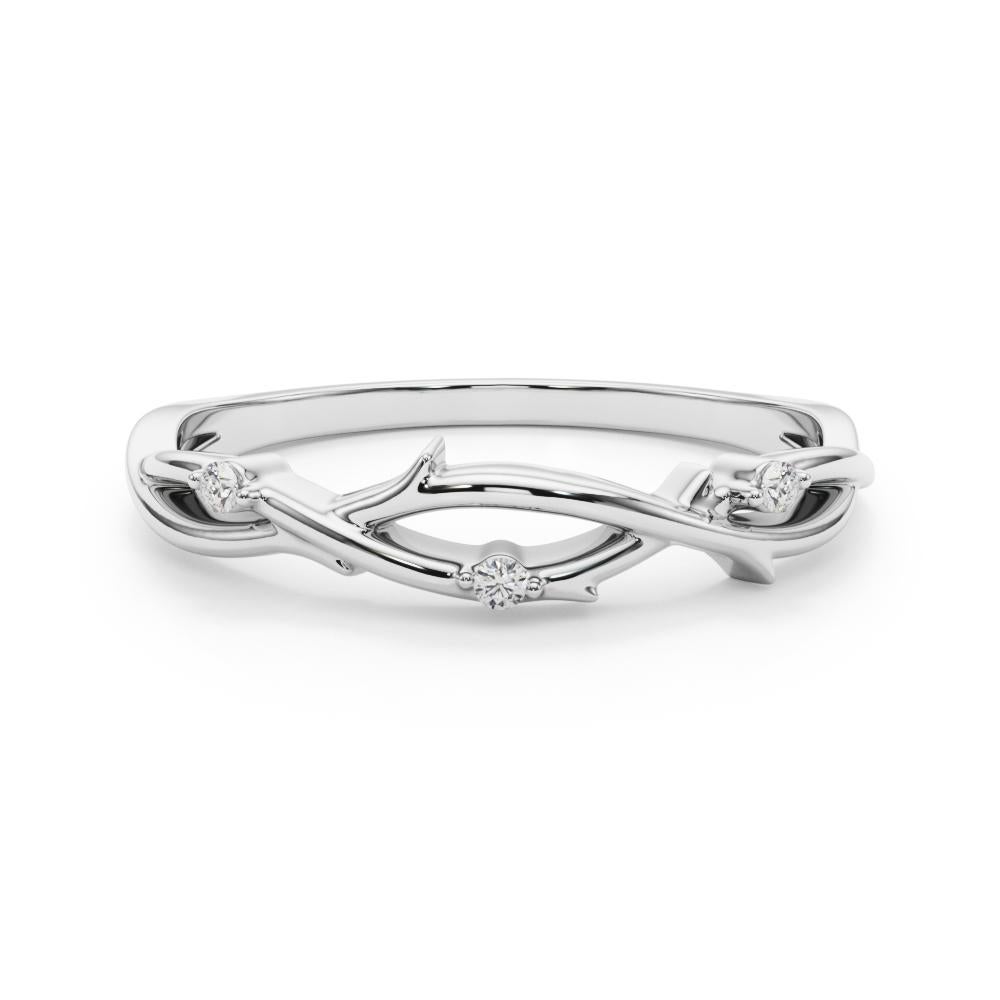 Von der Nature inspirierter Diamant-Rankenring aus 14k Weißgold (Art nouveau) im Angebot