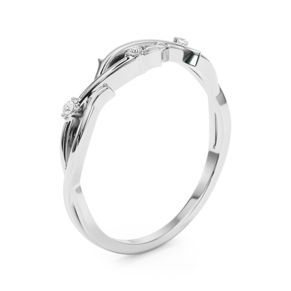Von der Nature inspirierter Diamant-Rankenring aus 14k Weißgold (Rundschliff) im Angebot