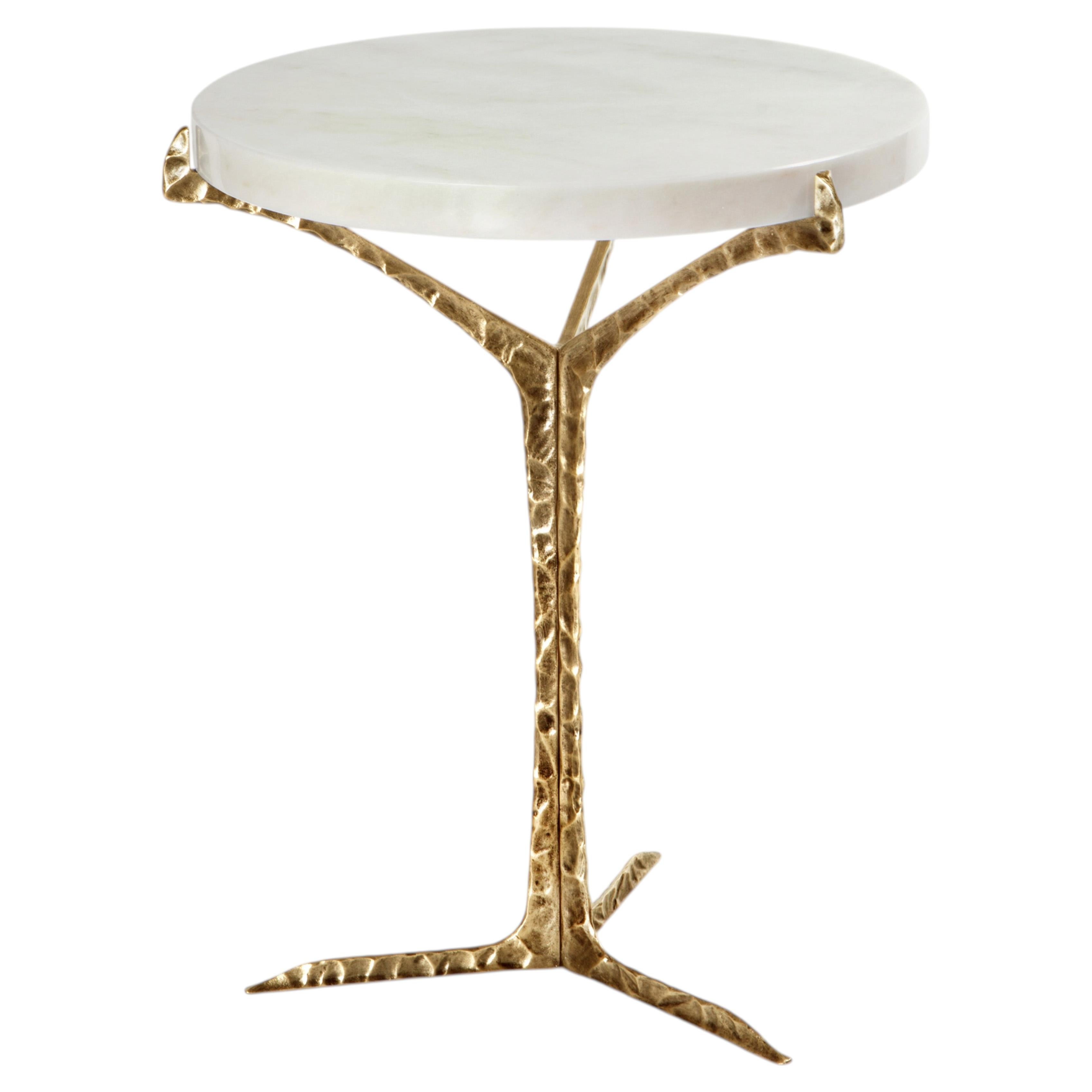 Nature inspired Estremoz marble cast brass Alentejo side table by InsidherLand