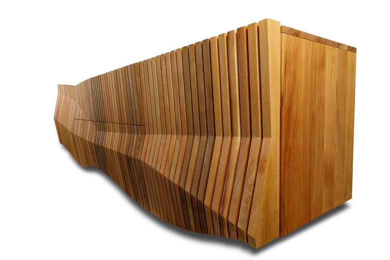 New Zealand Nature Inspired Modern Organic Credenza Made from Sustainable River Rescued Wood For Sale
