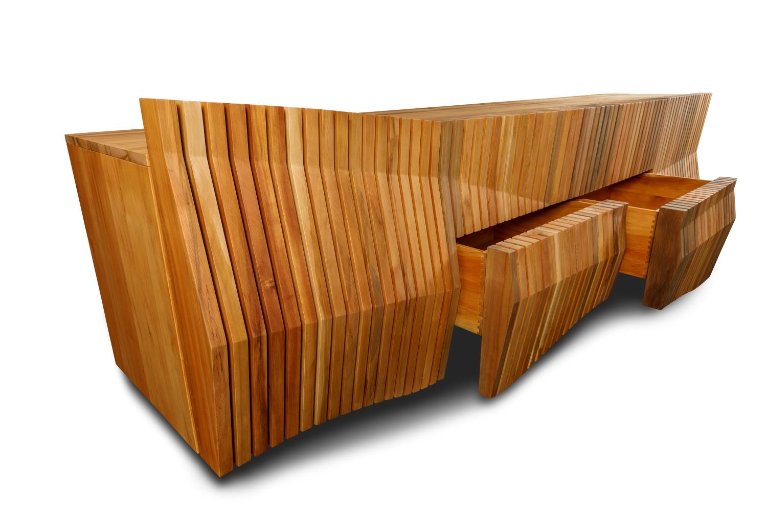 Nature Inspired Modern Organic Credenza Made from Sustainable River Rescued Wood For Sale 1