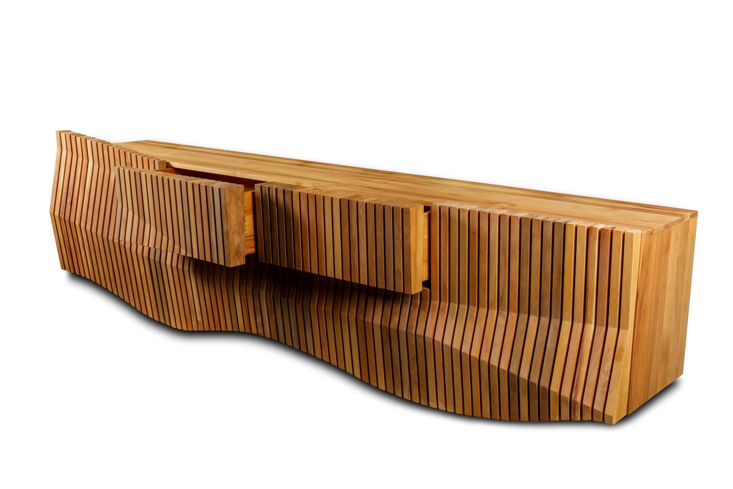 Nature Inspired Modern Organic Credenza Made from Sustainable River Rescued Wood For Sale 2