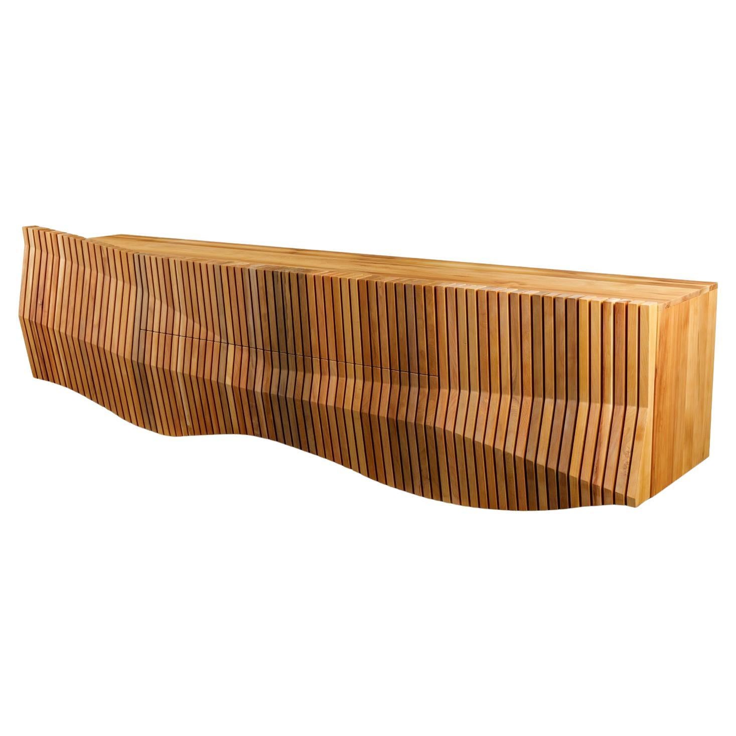 Nature Inspired Modern Organic Credenza Made from Sustainable River Rescued Wood