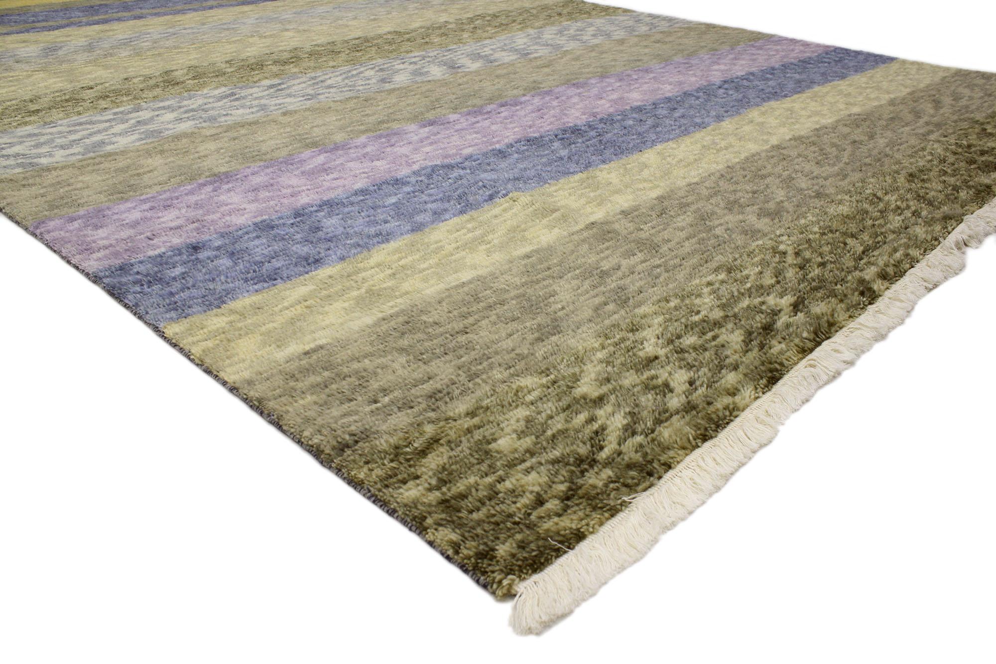 30362 Nature-Inspired Moroccan Rug, 09'00 x 13'07. 
Biophilic Design meets Abstract Expressionist style in this nature-inspired Moroccan rug. The intrinsic melange pattern and vibrant earthy colors woven into this piece work together creating a