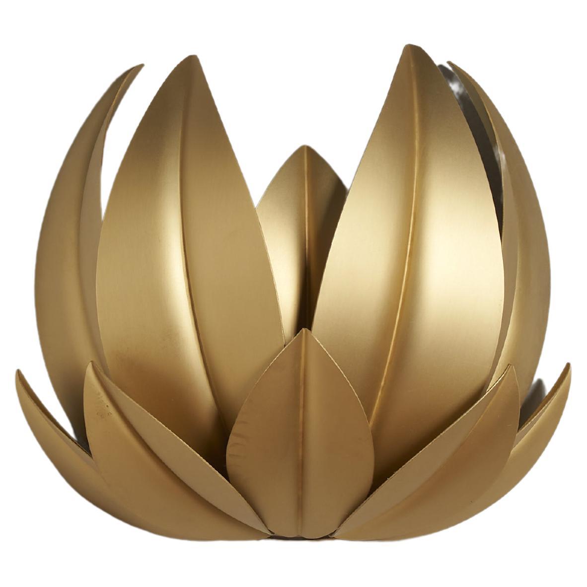 Nature Inspired Satin Brass Wall Sconce "Leaves" by Doulers Architecture For Sale