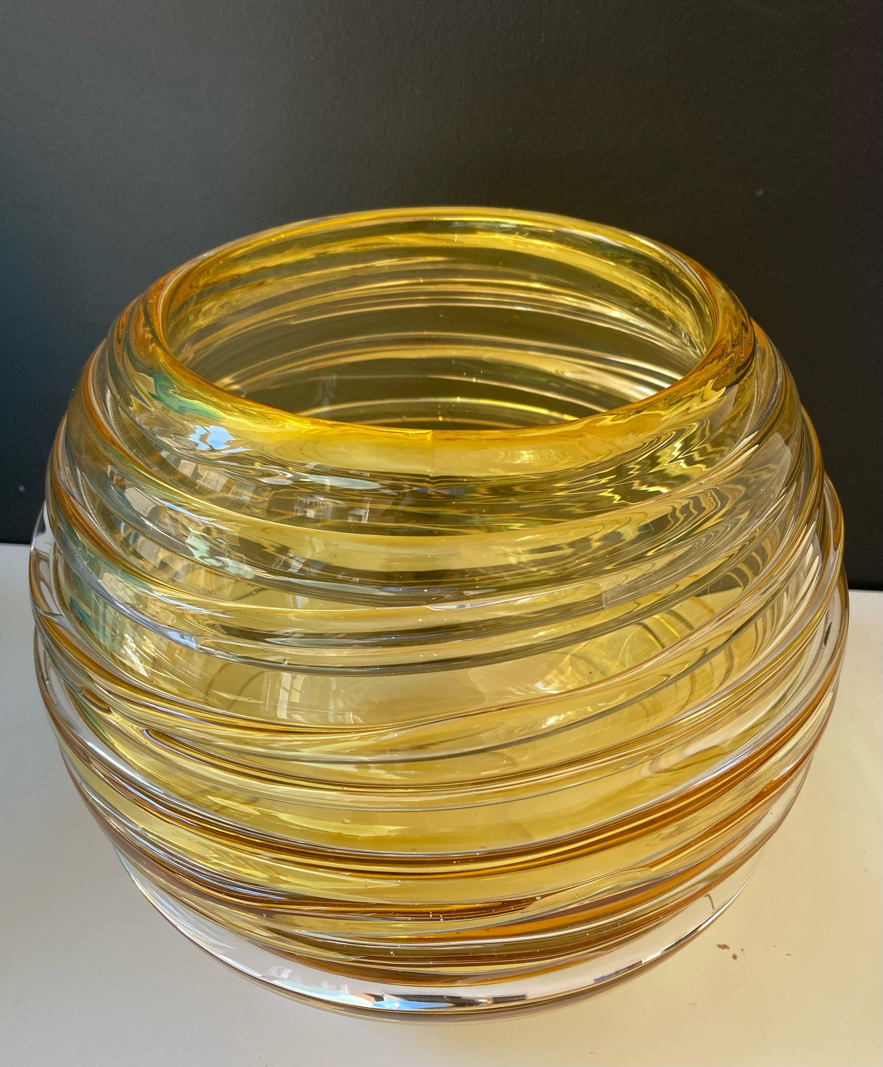 Nature Inspired Unique Amber Color Free form Sculptural Vase For Sale Nature Inspired Unique Amber Color Free form Sculptural Vase For Sale