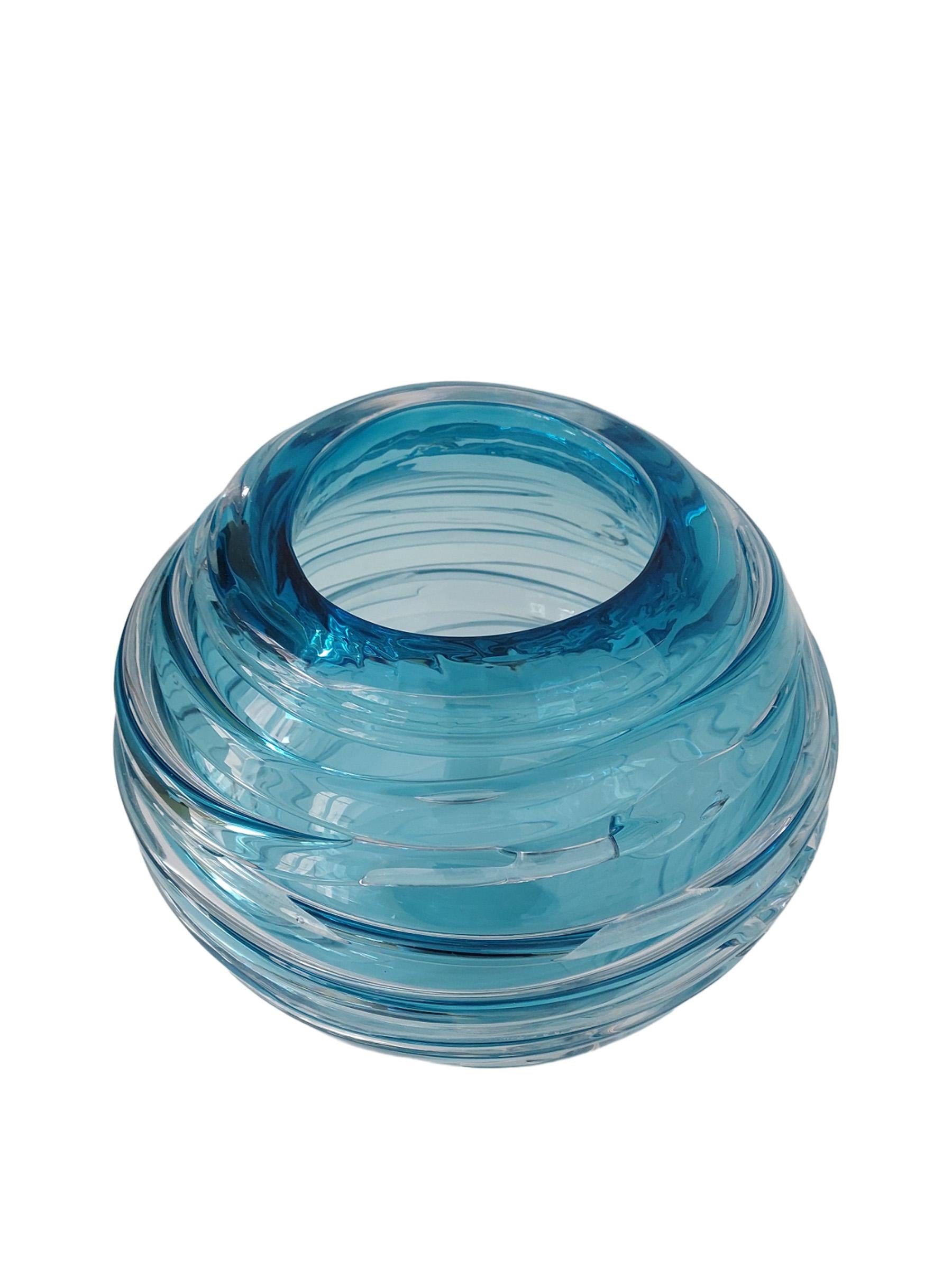 European Nature Inspired Unique Blue Color Free-Form Sculptural Vase For Sale