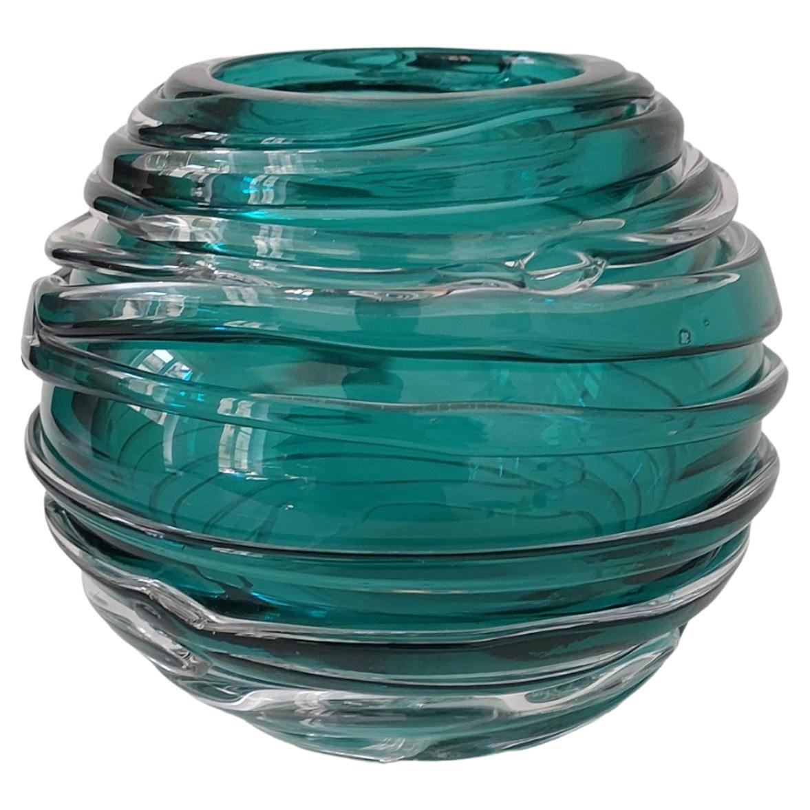 Nature Inspired Unique Tourmaline Color Free-form Small Sculptural Vase For Sale