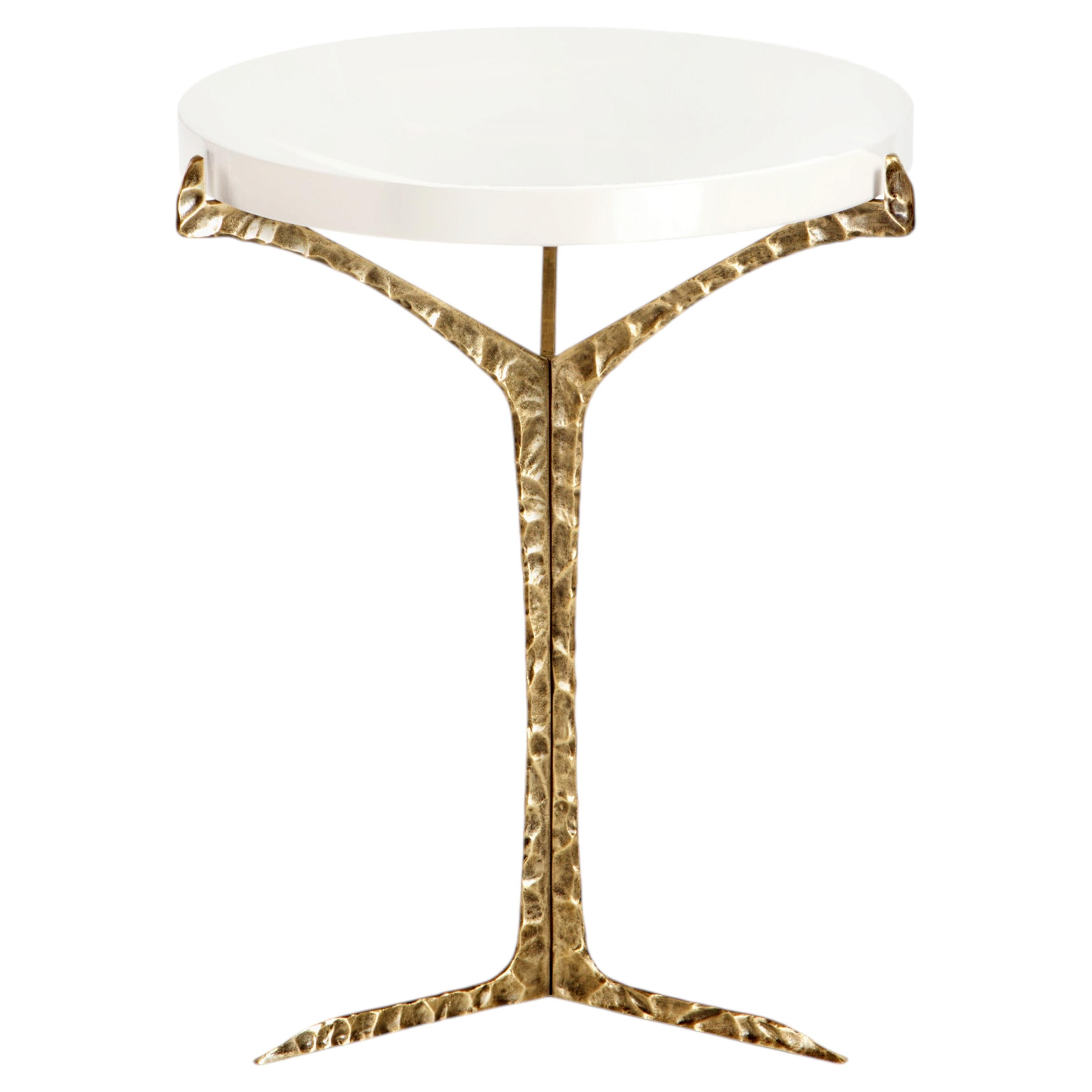 Nature inspired white lacquered cast brass Alentejo side table by InsidherLand