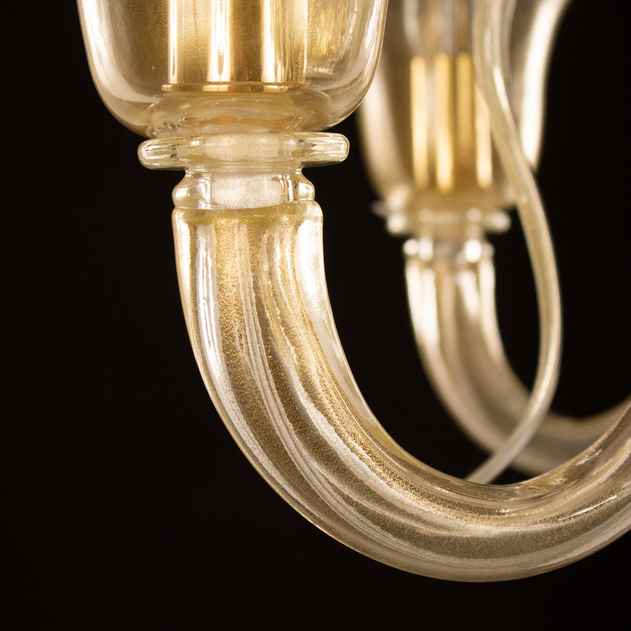 Other Nature Mood Chandelier 5 Arms Gold Murano Glass Swing 275 by Multiforme in Stock For Sale