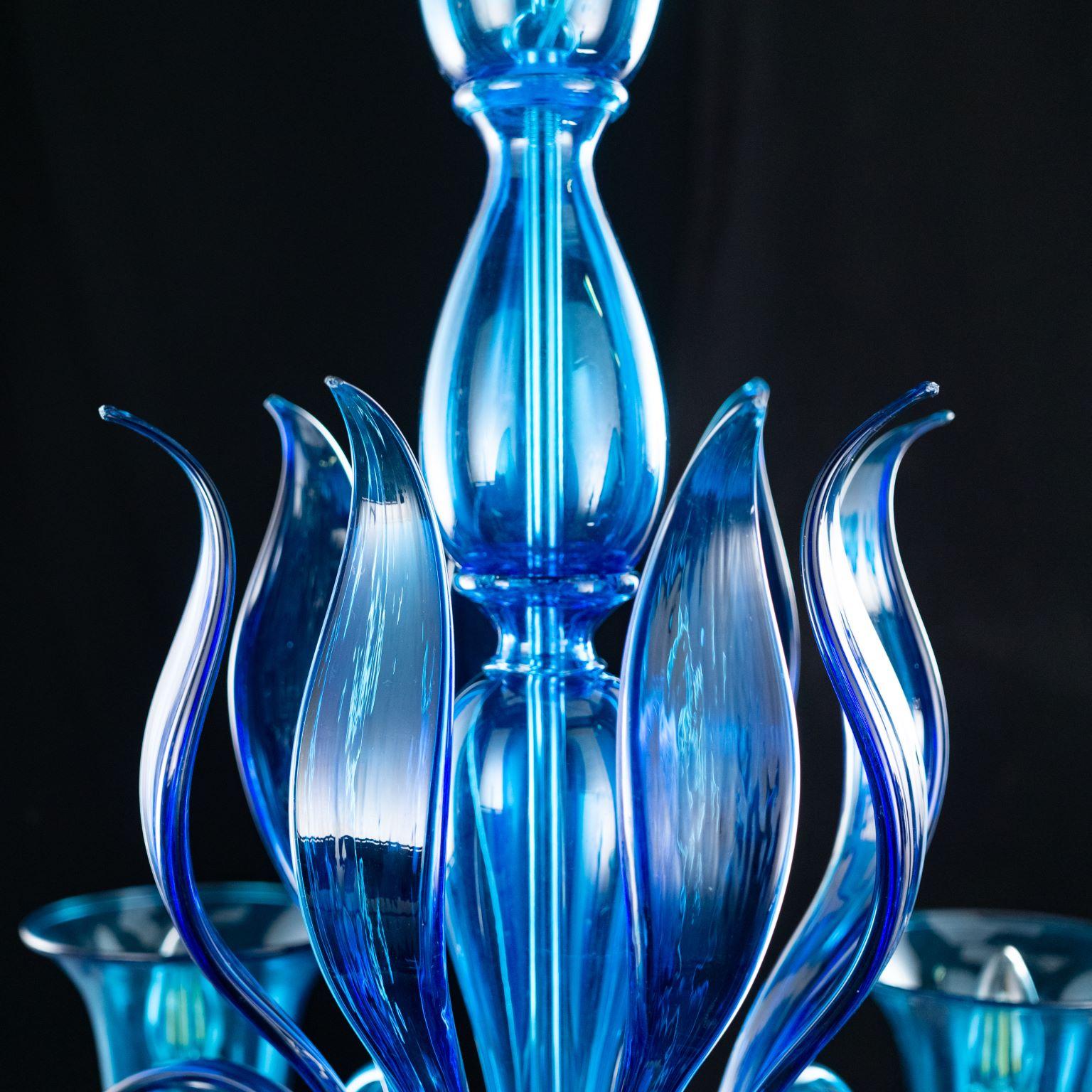 Other Nature Mood Chandelier 5 Arms Ocean Blue Murano Glass by Multiforme in stock For Sale