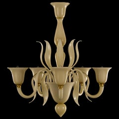 Lampadario Nature Mood 5 bracci verso l'alto in vetro di Murano fumé di Multiforme