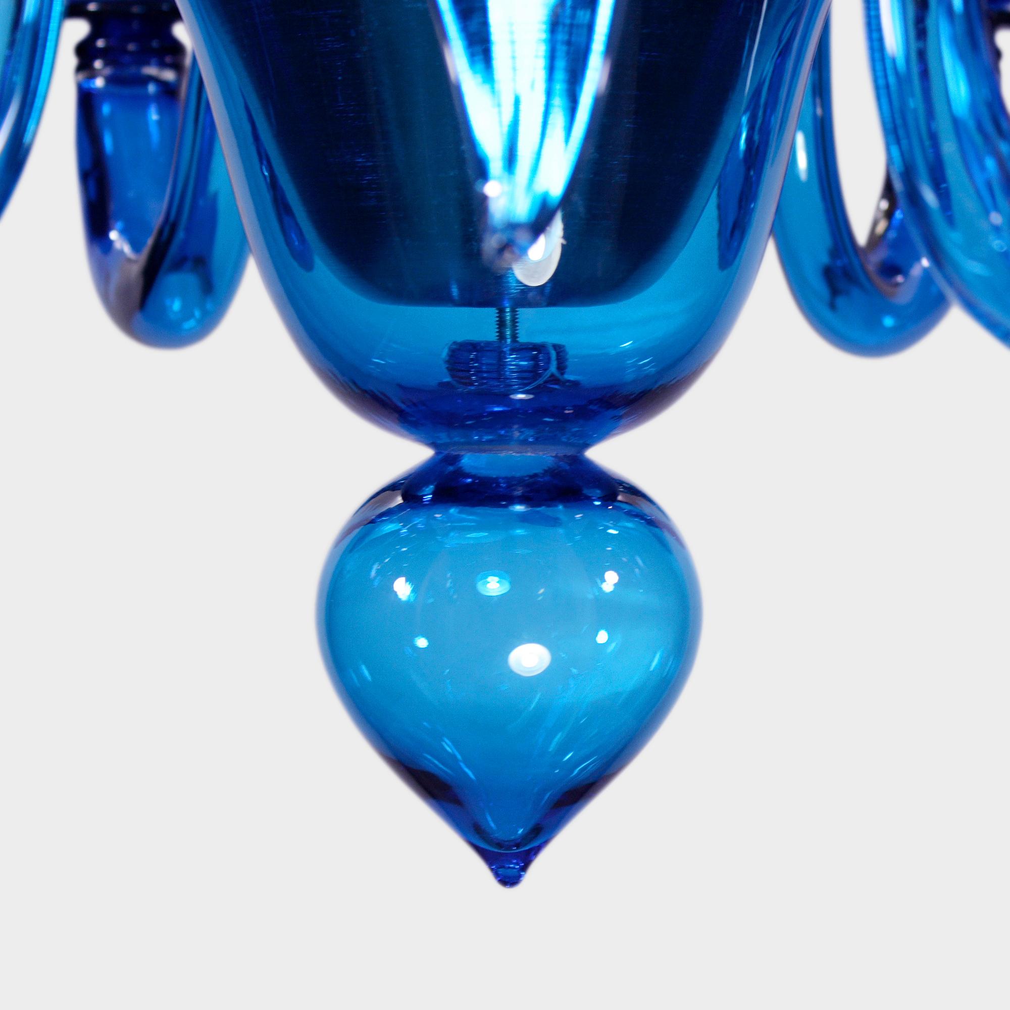Altro Lampadario Nature Mood a 6 bracci in vetro di Murano blu oceano di Multiforme in vendita
