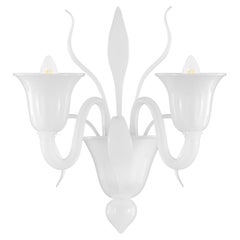 Nature Mood Sconce 2 Lights Upwards White Murano Glass Swing 275 by Multiforme