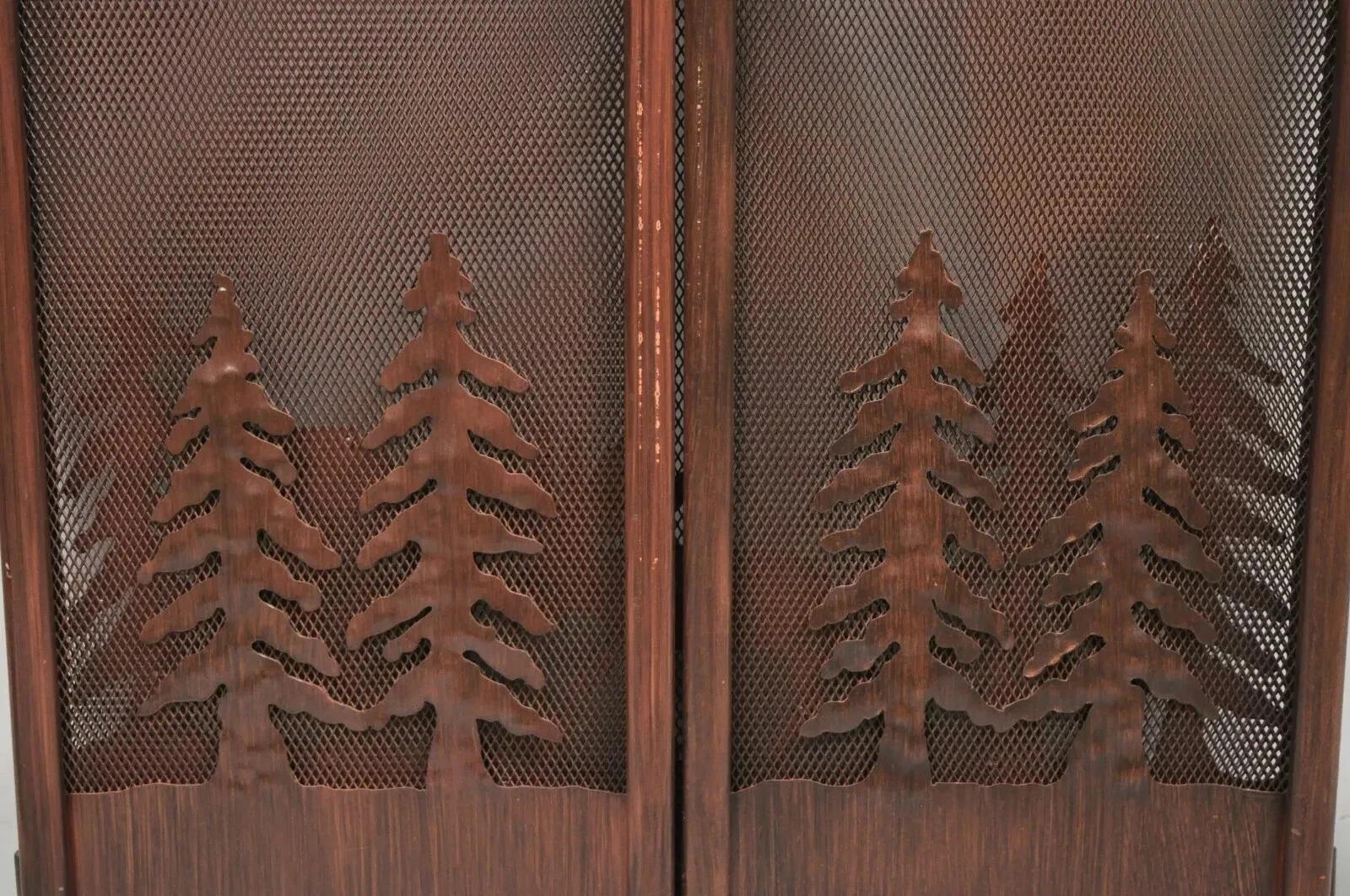 Nature Moose Wilderness Log Cabin Rustic Iron Metal Folding Fireplace Screen For Sale 5